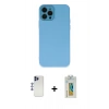 MARSİLYAN™- iPhone 12 Pro Max Kılıf Çekirdek Modern Serisi - Siyah Polymer Nano Ekran Koruyucu + Shine Kamera Lens - LT