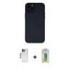 MARSİLYAN™- iPhone 12 Pro Max Kılıf Çekirdek Modern Serisi - Siyah Polymer Nano Ekran Koruyucu + Shine Kamera Lens - LT