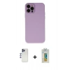 MARSİLYAN™- iPhone 12 Pro Max Kılıf Çekirdek Modern Serisi - Siyah Polymer Nano Ekran Koruyucu + Shine Kamera Lens - LT