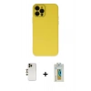 MARSİLYAN™- iPhone 12 Pro Max Kılıf Çekirdek Modern Serisi - Siyah Polymer Nano Ekran Koruyucu + Shine Kamera Lens - GD