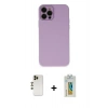 MARSİLYAN™- iPhone 12 Pro Max Kılıf Çekirdek Modern Serisi - Siyah Polymer Nano Ekran Koruyucu + Shine Kamera Lens - GD