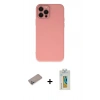 MARSİLYAN™- iPhone 12 Pro Max Kılıf Çekirdek Modern Serisi - Siyah Polymer Nano Ekran Koruyucu + Sierra Blue Shine Kamera Lens Koruma Cam