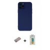 MARSİLYAN™- iPhone 12 Pro Max Kılıf Çekirdek Modern Serisi - Siyah Polymer Nano Ekran Koruyucu + Sierra Blue Shine Kamera Lens Koruma Cam