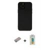 MARSİLYAN™- iPhone 12 Pro Max Kılıf Çekirdek Modern Serisi - Siyah Polymer Nano Ekran Koruyucu + Sierra Blue Shine Kamera Lens Koruma Cam