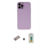MARSİLYAN™- iPhone 12 Pro Max Kılıf Çekirdek Modern Serisi - Siyah Polymer Nano Ekran Koruyucu + Sierra Blue Shine Kamera Lens Koruma Cam