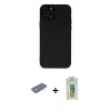 MARSİLYAN™- iPhone 12 Pro Max Kılıf Çekirdek Modern Serisi - Siyah Polymer Nano Ekran Koruyucu + Renkli Kamera Lens Koruma Cam - YL
