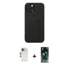 MARSİLYAN™- iPhone 12 Pro Max Kılıf Çekirdek Yansıma - Şeffaf 360 Full Body Arka Koruyucu + Gold Shine Kamera Lens