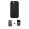MARSİLYAN™- iPhone 12 Pro Max Kılıf Çekirdek Yansıma - Şeffaf 360 Full Body Arka Koruyucu + Neon Fosforlu Kamera Lens - YL