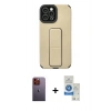 MARSİLYAN™- iPhone 12 Pro Max Kılıf Çekirdek Yansıma - Şeffaf Royal Nano Ekran Koruyucu + Turuncu Neon Fosforlu Kamera Lens