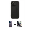 MARSİLYAN™- iPhone 12 Pro Max Kılıf Çekirdek Yansıma - Şeffaf Temperli Cam Ekran Koruyucu + Neon Fosforlu Kamera Lens - MI
