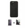 MARSİLYAN™- iPhone 12 Pro Max Kılıf Çekirdek Yansıma - Şeffaf Temperli Cam Ekran Koruyucu + Neon Fosforlu Kamera Lens - BZ
