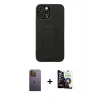 MARSİLYAN™- iPhone 12 Pro Max Kılıf Çekirdek Yansıma - Şeffaf Temperli Cam Ekran Koruyucu + Sarı Neon Fosforlu Kamera Lens