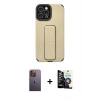 MARSİLYAN™- iPhone 12 Pro Max Kılıf Çekirdek Yansıma - Şeffaf Temperli Cam Ekran Koruyucu + Sarı Neon Fosforlu Kamera Lens