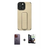 MARSİLYAN™- iPhone 12 Pro Max Kılıf Çekirdek Yansıma - Şeffaf Temperli Cam Ekran Koruyucu + Turuncu Neon Fosforlu Kamera Lens
