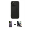 MARSİLYAN™- iPhone 12 Pro Max Kılıf Çekirdek Yansıma - Şeffaf Temperli Cam Ekran Koruyucu + Neon Fosforlu Kamera Lens - YL