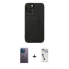 MARSİLYAN™- iPhone 12 Pro Max Kılıf Çekirdek Yansıma - Şeffaf Uv Polymer Nano Ekran Koruyucu + Neon Fosforlu Kamera Lens - MI