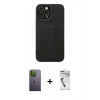 MARSİLYAN™- iPhone 12 Pro Max Kılıf Çekirdek Yansıma - Şeffaf Uv Polymer Nano Ekran Koruyucu + Neon Fosforlu Kamera Lens - YL