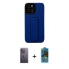 MARSİLYAN™- iPhone 12 Pro Max Kılıf Çekirdek Yansıma - Siyah 18D Cam Ekran Koruyucu + Neon Fosforlu Kamera Lens - BZ