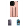 MARSİLYAN™- iPhone 12 Pro Max Kılıf Çekirdek Yansıma - Siyah 18D Cam Ekran Koruyucu + Neon Fosforlu Kamera Lens - BZ