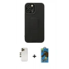 MARSİLYAN™- iPhone 12 Pro Max Kılıf Çekirdek Yansıma - Siyah 18D Cam Ekran Koruyucu + Shine Kamera Lens - GD