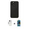 MARSİLYAN™- iPhone 12 Pro Max Kılıf Çekirdek Yansıma - Siyah 18D Cam Ekran Koruyucu + Shine Kamera Lens - LT