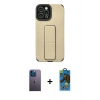 MARSİLYAN™- iPhone 12 Pro Max Kılıf Çekirdek Yansıma - Siyah 18D Cam Ekran Koruyucu + Neon Fosforlu Kamera Lens - MI