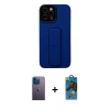 MARSİLYAN™- iPhone 12 Pro Max Kılıf Çekirdek Yansıma - Siyah 18D Cam Ekran Koruyucu + Neon Fosforlu Kamera Lens - MI