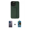 MARSİLYAN™- iPhone 12 Pro Max Kılıf Çekirdek Yansıma - Siyah 18D Cam Ekran Koruyucu + Neon Fosforlu Kamera Lens - MI