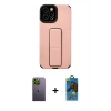 MARSİLYAN™- iPhone 12 Pro Max Kılıf Çekirdek Yansıma - Siyah 18D Cam Ekran Koruyucu + Neon Fosforlu Kamera Lens - YL