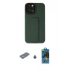MARSİLYAN™- iPhone 12 Pro Max Kılıf Çekirdek Yansıma - Siyah 18D Cam Ekran Koruyucu + Renkli Kamera Lens Koruma Cam - SI