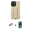 MARSİLYAN™- iPhone 12 Pro Max Kılıf Çekirdek Yansıma - Siyah 18D Cam Ekran Koruyucu + Shine Kamera Lens Koruma Cam - SABE