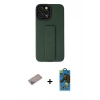 MARSİLYAN™- iPhone 12 Pro Max Kılıf Çekirdek Yansıma - Siyah 18D Cam Ekran Koruyucu + Shine Kamera Lens Koruma Cam - SABE