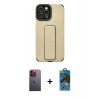 MARSİLYAN™- iPhone 12 Pro Max Kılıf Çekirdek Yansıma - Siyah 18D Cam Ekran Koruyucu + Neon Fosforlu Kamera Lens - TU