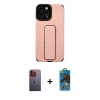 MARSİLYAN™- iPhone 12 Pro Max Kılıf Çekirdek Yansıma - Siyah 18D Cam Ekran Koruyucu + Neon Fosforlu Kamera Lens - TU