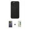 MARSİLYAN™- iPhone 12 Pro Max Kılıf Çekirdek Yansıma - Siyah 20D Premium Cam Ekran Koruyucu + Neon Fosforlu Kamera Lens - YL
