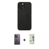 MARSİLYAN™- iPhone 12 Pro Max Kılıf Çekirdek Yansıma - Siyah 20D Premium Cam Ekran Koruyucu + Neon Fosforlu Kamera Lens - SI