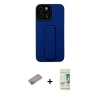 MARSİLYAN™- iPhone 12 Pro Max Kılıf Çekirdek Yansıma - Siyah 20D Premium Cam Ekran Koruyucu + Sierra Blue Shine Kamera Lens Koruma Cam