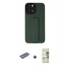 MARSİLYAN™- iPhone 12 Pro Max Kılıf Çekirdek Yansıma - Siyah 20D Premium Cam Ekran Koruyucu + Yeşil Renkli Kamera Lens Koruma Cam