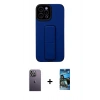 MARSİLYAN™- iPhone 12 Pro Max Kılıf Çekirdek Yansıma - Siyah 34D Izgaralı Cam + Neon Fosforlu Kamera Lens - BZ