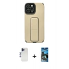 MARSİLYAN™- iPhone 12 Pro Max Kılıf Çekirdek Yansıma - Siyah 34D Izgaralı Cam + Shine Kamera Lens - LT