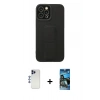 MARSİLYAN™- iPhone 12 Pro Max Kılıf Çekirdek Yansıma - Siyah 34D Izgaralı Cam + Shine Kamera Lens - LT