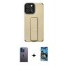 MARSİLYAN™- iPhone 12 Pro Max Kılıf Çekirdek Yansıma - Siyah 34D Izgaralı Cam + Mavi Neon Fosforlu Kamera Lens