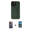 MARSİLYAN™- iPhone 12 Pro Max Kılıf Çekirdek Yansıma - Siyah 34D Izgaralı Cam + Sarı Neon Fosforlu Kamera Lens