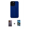 MARSİLYAN™- iPhone 12 Pro Max Kılıf Çekirdek Yansıma - Siyah 34D Izgaralı Cam + Sarı Neon Fosforlu Kamera Lens