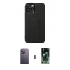 MARSİLYAN™- iPhone 12 Pro Max Kılıf Çekirdek Yansıma - Siyah 360 Mat Full Body Arka Koruyucu + Neon Fosforlu Kamera Lens - BZ