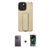 MARSİLYAN™- iPhone 12 Pro Max Kılıf Çekirdek Yansıma - Siyah 360 Mat Full Body Arka Koruyucu + Neon Fosforlu Kamera Lens - BZ