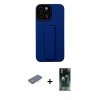 MARSİLYAN™- iPhone 12 Pro Max Kılıf Çekirdek Yansıma - Siyah 360 Mat Full Body Arka Koruyucu + Renkli Kamera Lens Koruma Cam - PE
