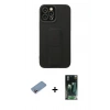 MARSİLYAN™- iPhone 12 Pro Max Kılıf Çekirdek Yansıma - Siyah 360 Mat Full Body Arka Koruyucu + Shine Kamera Lens Koruma Cam - PE