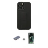 MARSİLYAN™- iPhone 12 Pro Max Kılıf Çekirdek Yansıma - Siyah 360 Mat Full Body Arka Koruyucu + Renkli Kamera Lens Koruma Cam - SI