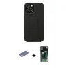 MARSİLYAN™- iPhone 12 Pro Max Kılıf Çekirdek Yansıma - Siyah 360 Mat Full Body Arka Koruyucu + Renkli Kamera Lens Koruma Cam - YL